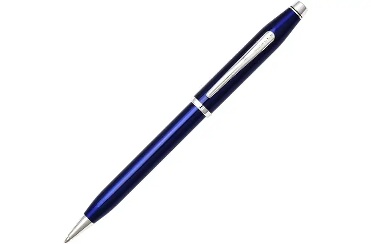 Cross Century II Translucent Blue Lacquer Ballpoint Pen w/ Rhodium Appointments